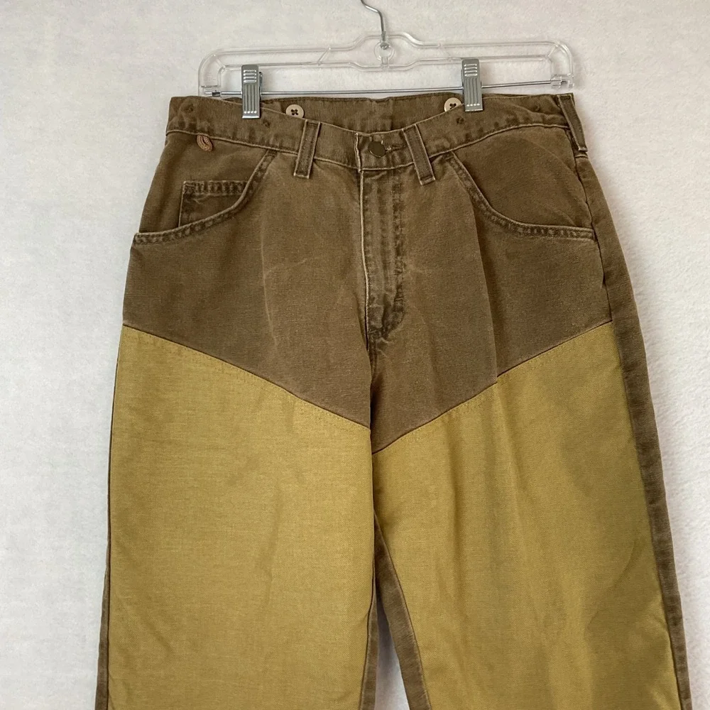Wrangler Rugged Wear Mens 32x30 Brown Tan Canvas Field Hunting Brush Pants READ